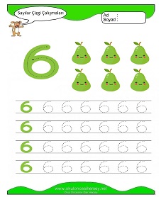 6 Rakamı Çizgi Çalışmaları Çalışma Sayfaları